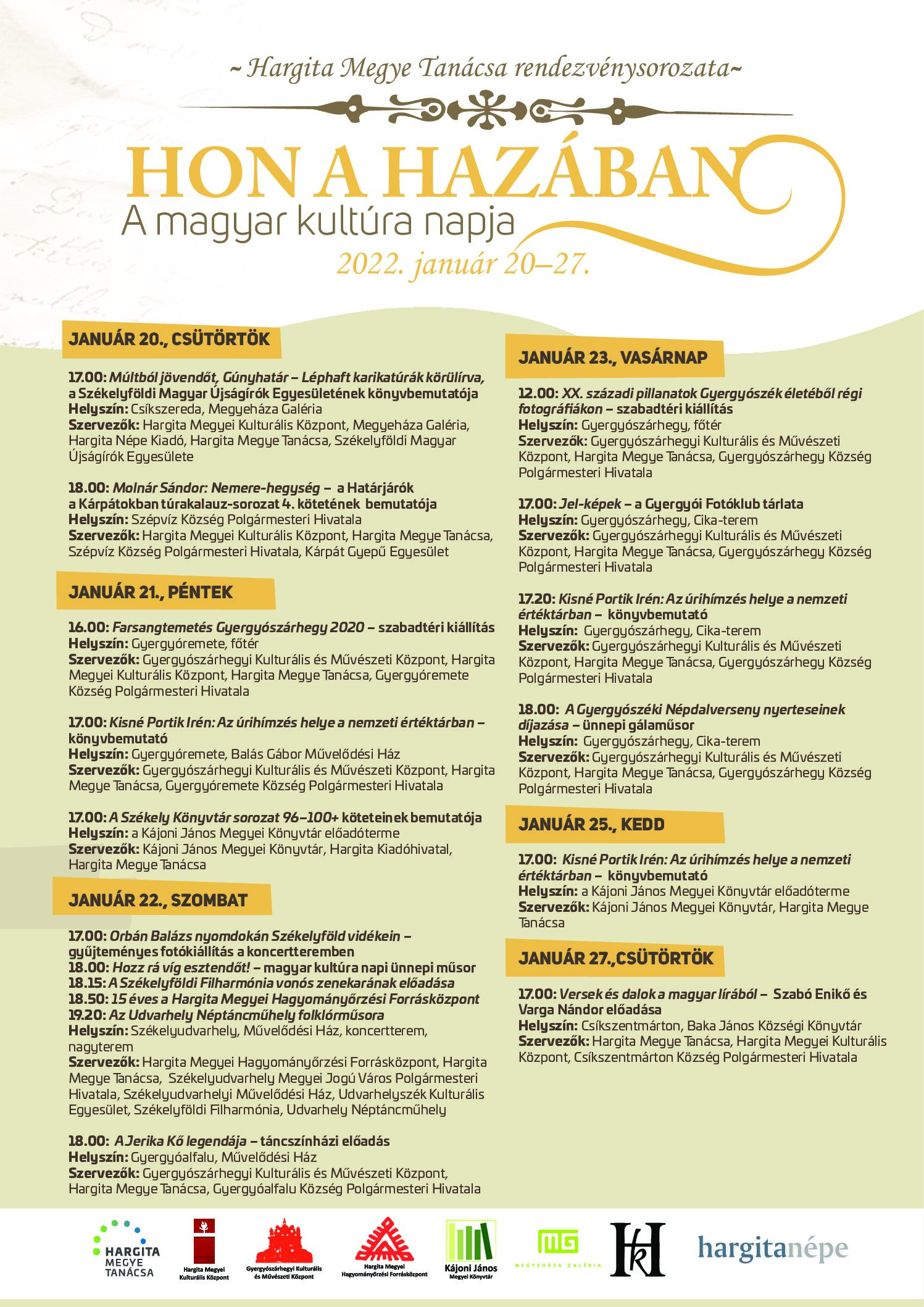 Hon a hazában – rendezvénysorozat A magyar kultúra napja alkalmából